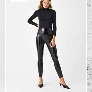 Spanx black faux patent leather